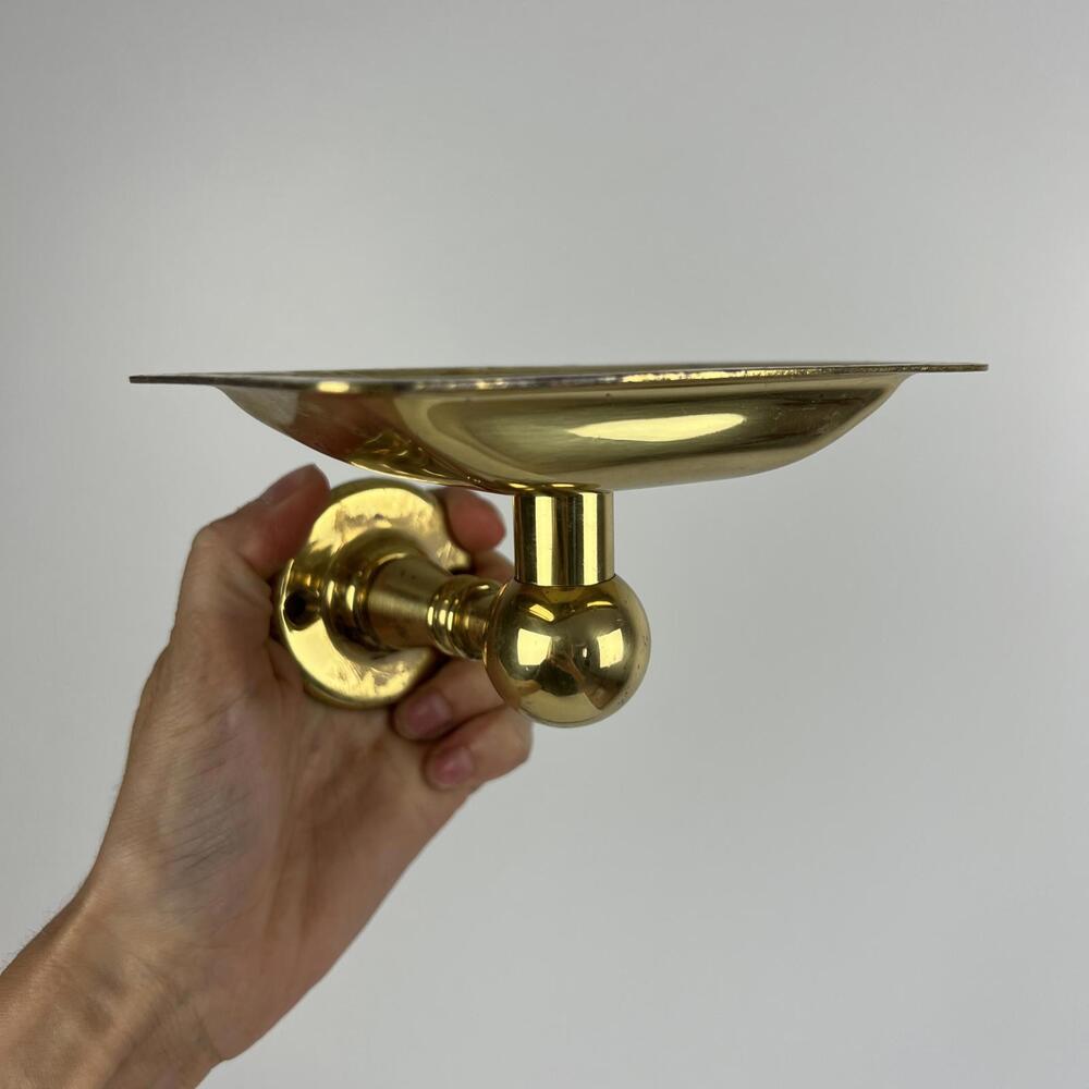 Vintage Antique Kohler K-16142-PB Revival Soap Dish Brass Mod Deco Retro Wall